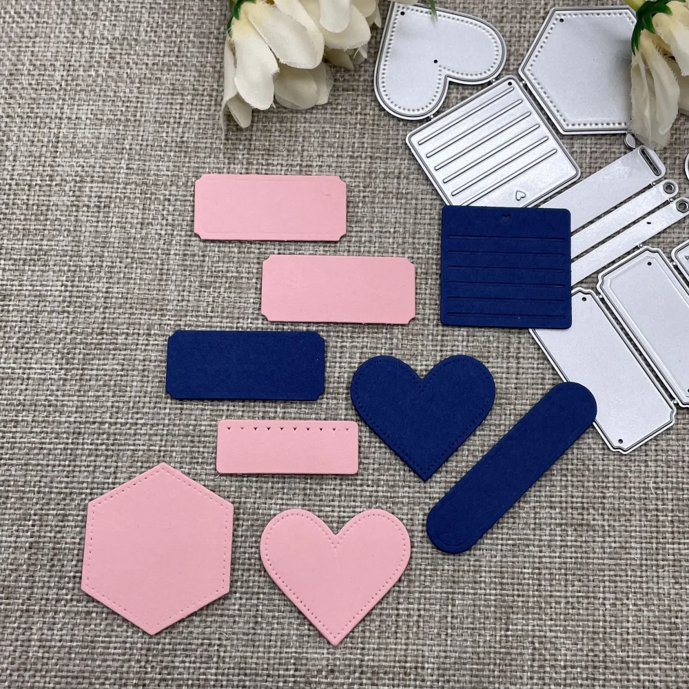 Label Frames Heart Hexagon Strips Metal Cutting Dies Scrapbook Card Making Craft