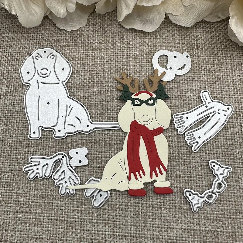 Christmas Tree Glasses Scarf Dog Metal Cutting Dies Scrapbook Card Craft
