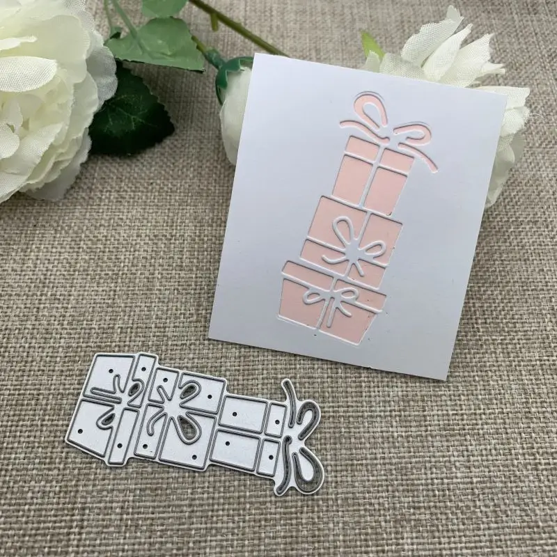 Christmas Stacked Presents Metal Cutting Dies Scrapbooking Decorative Card Craft