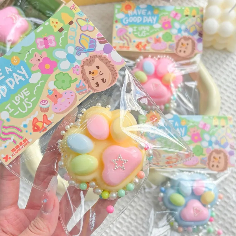 Soft Cat Paw Squishy Squeeze Toys for Kids Adult Stress Relief Pinch Decompression Cherry Blossoms Star Slow Rebound Stretch Toy