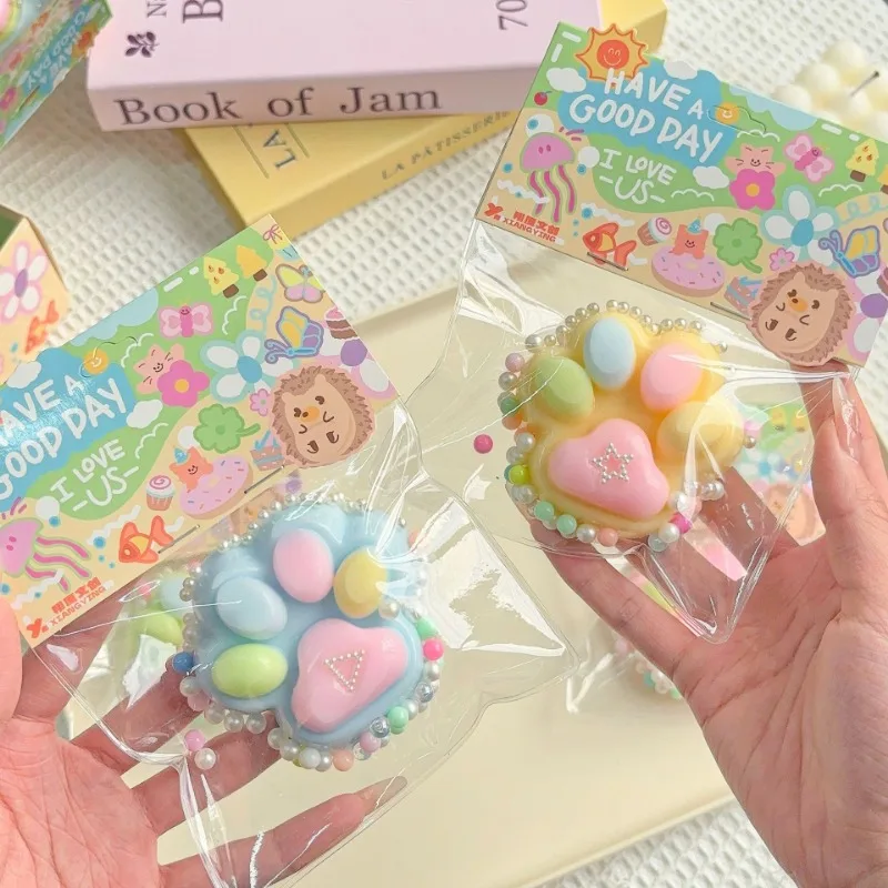 Soft Cat Paw Squishy Squeeze Toys for Kids Adult Stress Relief Pinch Decompression Cherry Blossoms Star Slow Rebound Stretch Toy