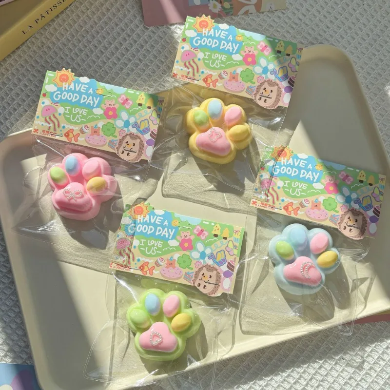 Soft Cat Paw Squishy Squeeze Toys for Kids Adult Stress Relief Pinch Decompression Cherry Blossoms Star Slow Rebound Stretch Toy