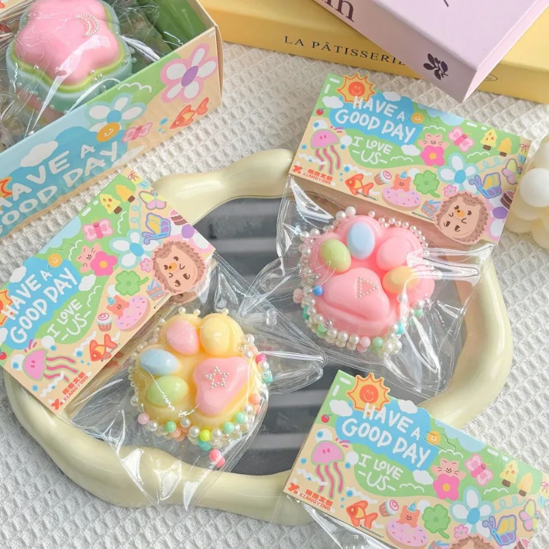 Soft Cat Paw Squishy Squeeze Toys for Kids Adult Stress Relief Pinch Decompression Cherry Blossoms Star Slow Rebound Stretch Toy