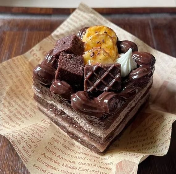 Realistic Chocolate Cake Food Taba Squishy Stress Relief Sensory Fidget Toy Gift