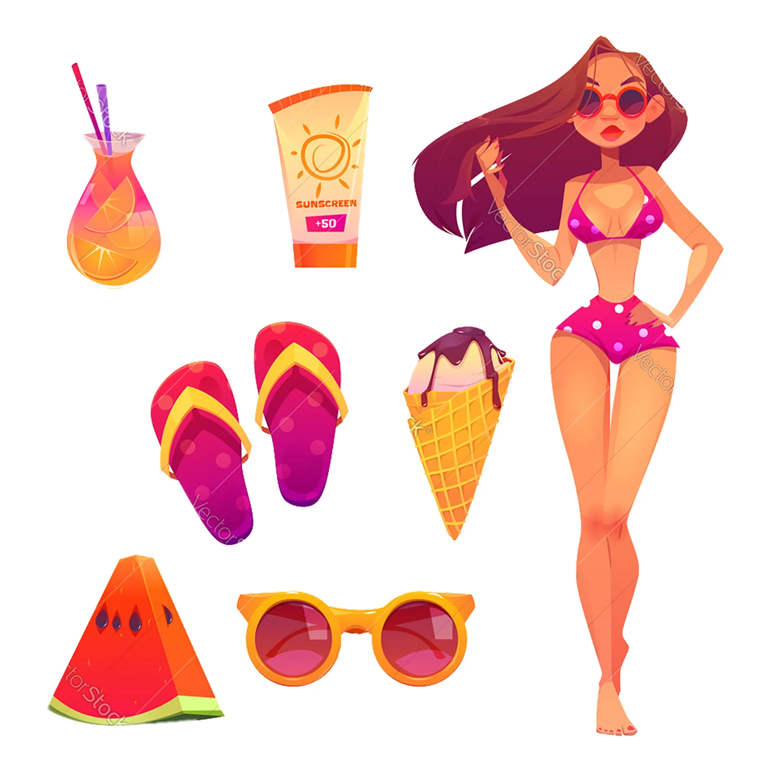 Beach Bikini Girl Drink Ice Cream Watermelon Sunscreen Metal Cutting Dies