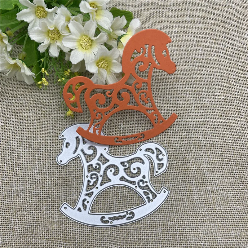 Lace Wooden Horse Metal Cutting Dies Scrapbooking Decorative Card Craft