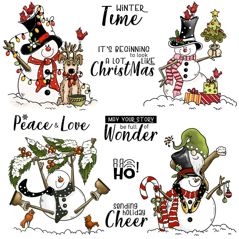 Christmas Winter Snowman Peace Love Cheer Metal Cutting Dies Clear Stamps Craft