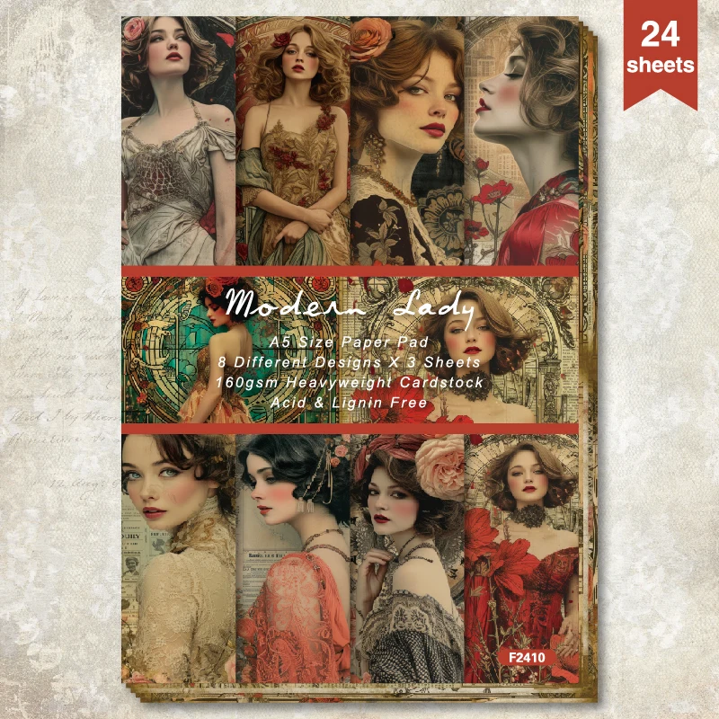 Beautiful Vintage Style Women A5 Scrapbook Card Journal Craft Paper