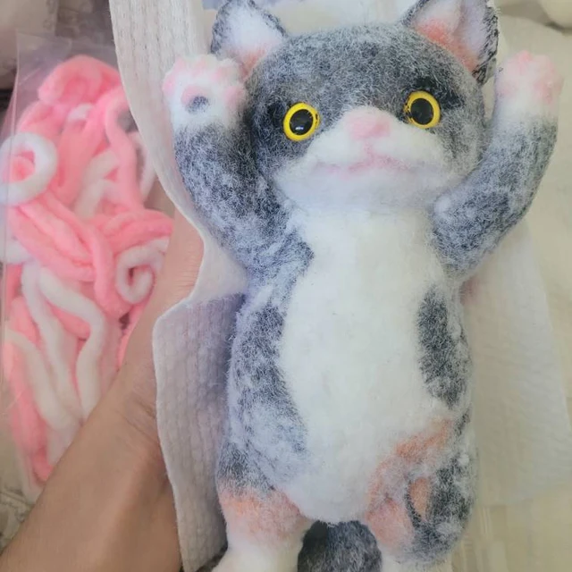 Handmade Chubby Furry Calico Cat Squishy Squeezable Stress Relive Fidget Toys