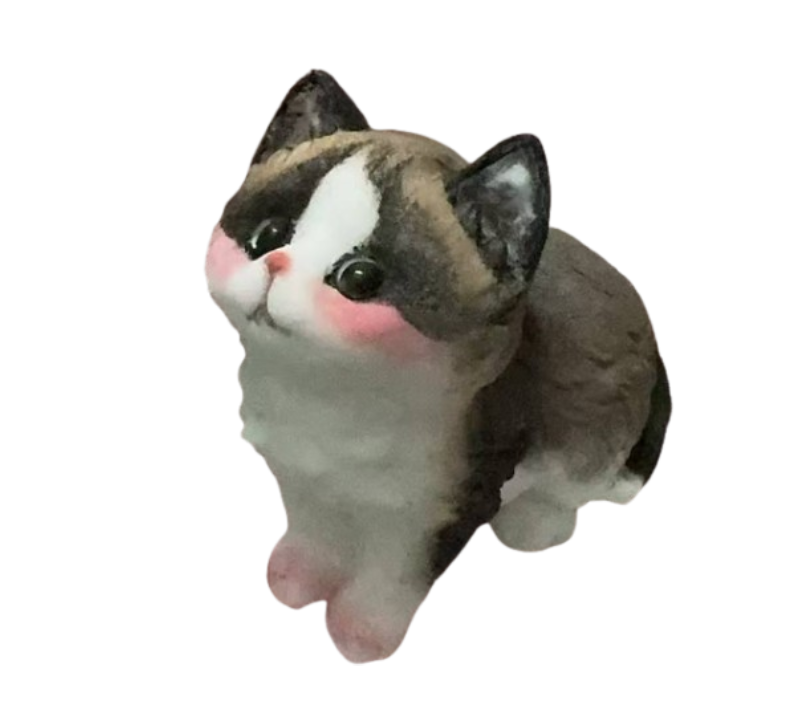 Furry Sitting Calico Kitten Cat Squishy Squeeze Anxiety Stress Relief Fidget Toy
