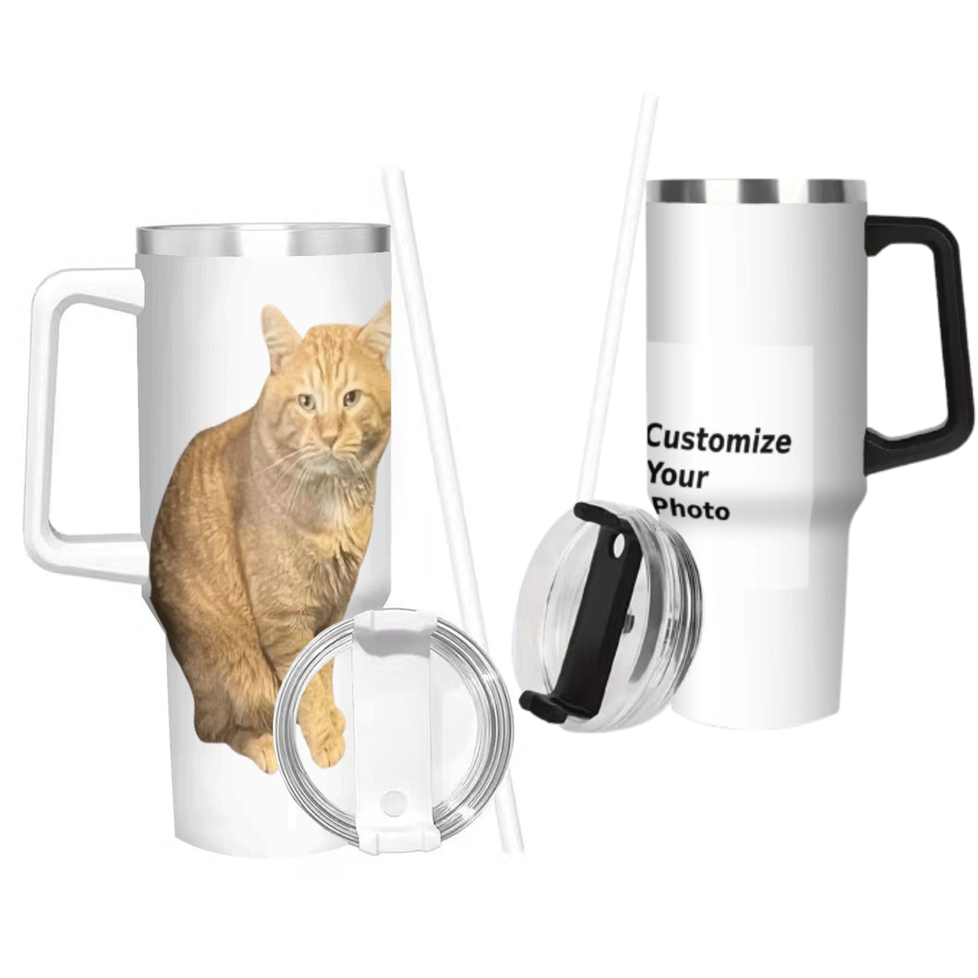 Personalized Engrave Photo Text Drink Tumbler With Lid Straw Laser Printing Gift