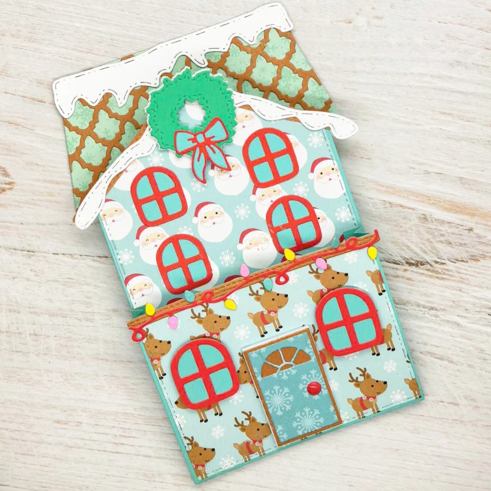 Christmas House Pockets Metal Cutting Dies Scrapbooking Decorative Card Craft