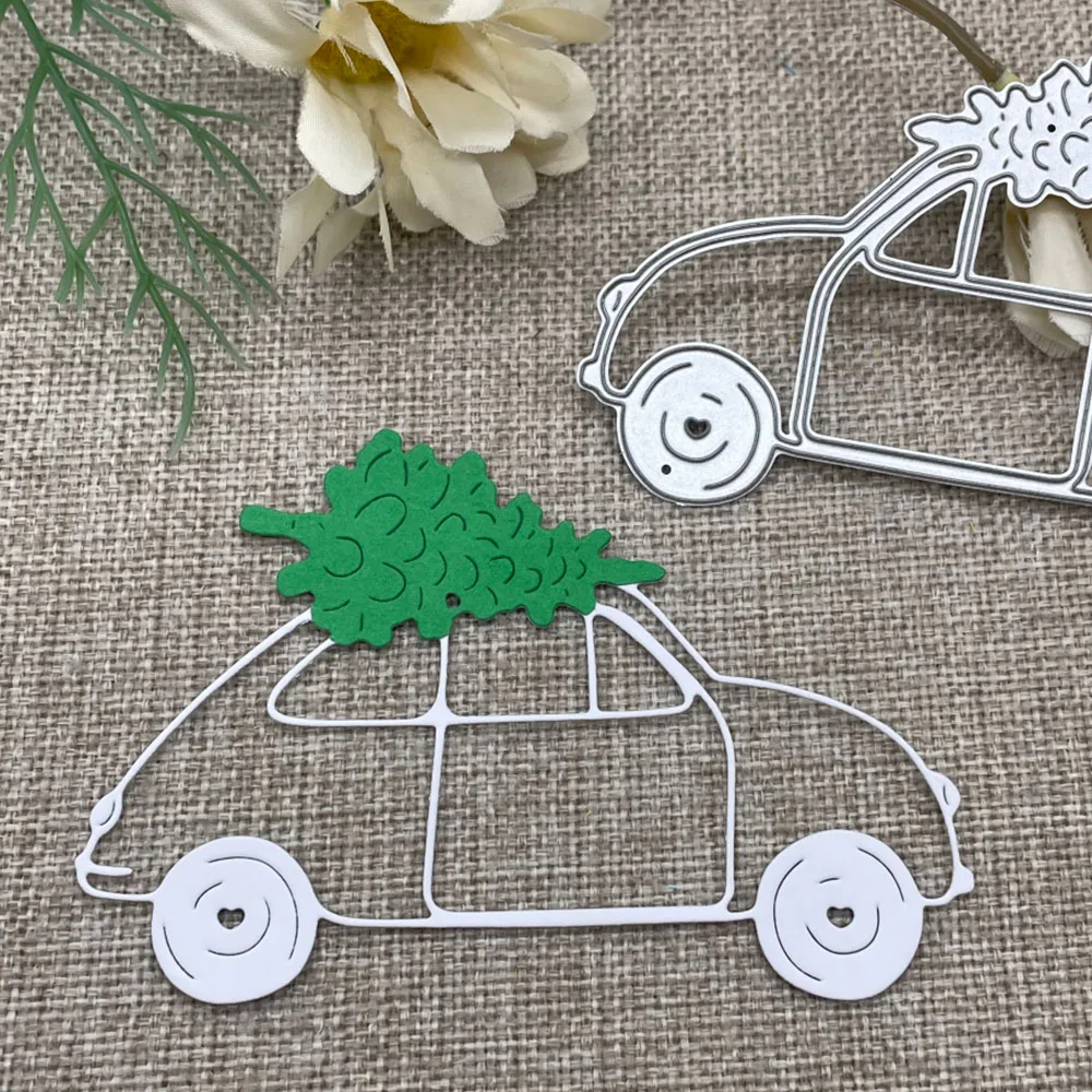 Christmas Tree on Car Metal Cutting Dies Scrapbooking Decorative Card Craft