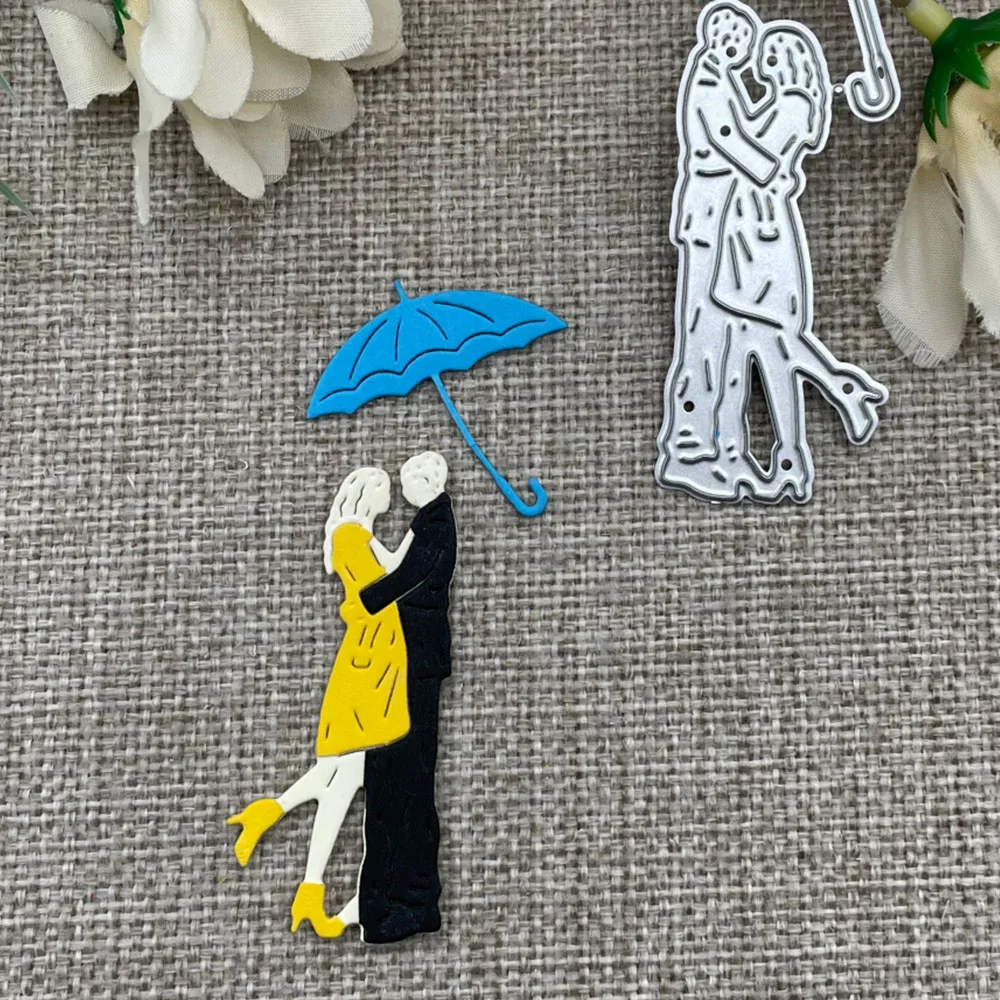 Hugging Lovers Couple Umbrella Metal Cutting Dies Scrapbooking Card Craft