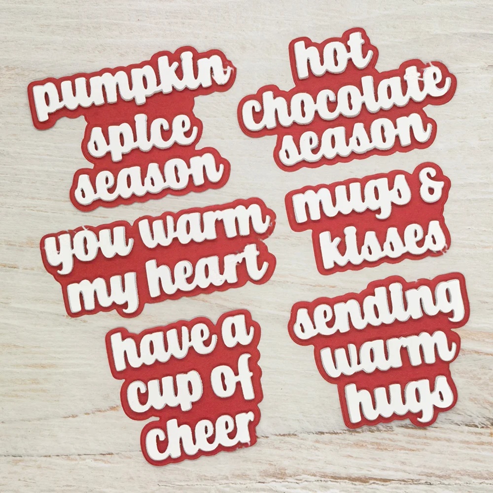 Christmas You Warm My Heart Mugs & Kisses Sending Hugs Words Metal Cutting Dies