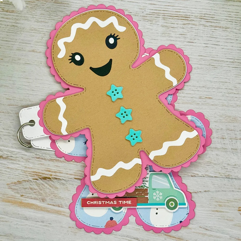 Scalloped Gingerbread Man Mini Album Metal Cutting Dies Scrapbook Card Craft