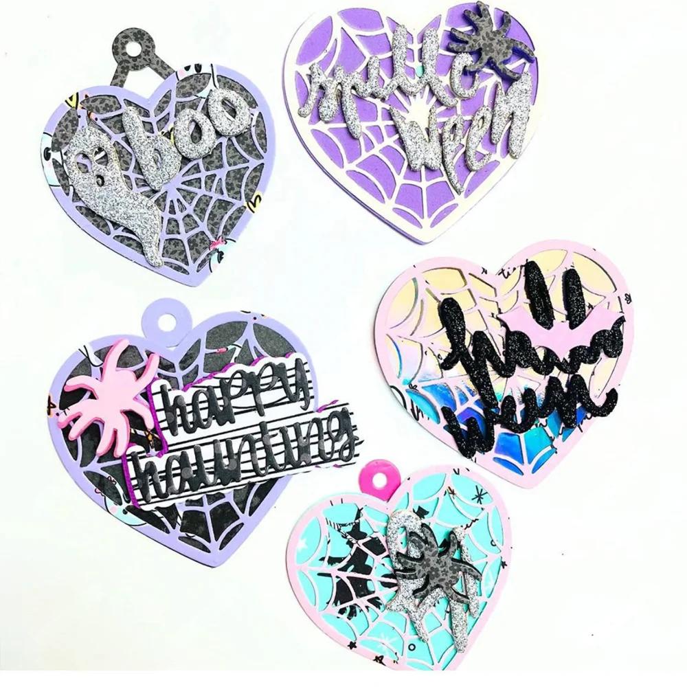 Halloween Heart Spiderweb Shakers Metal Cutting Dies Scrapbooking Card Craft