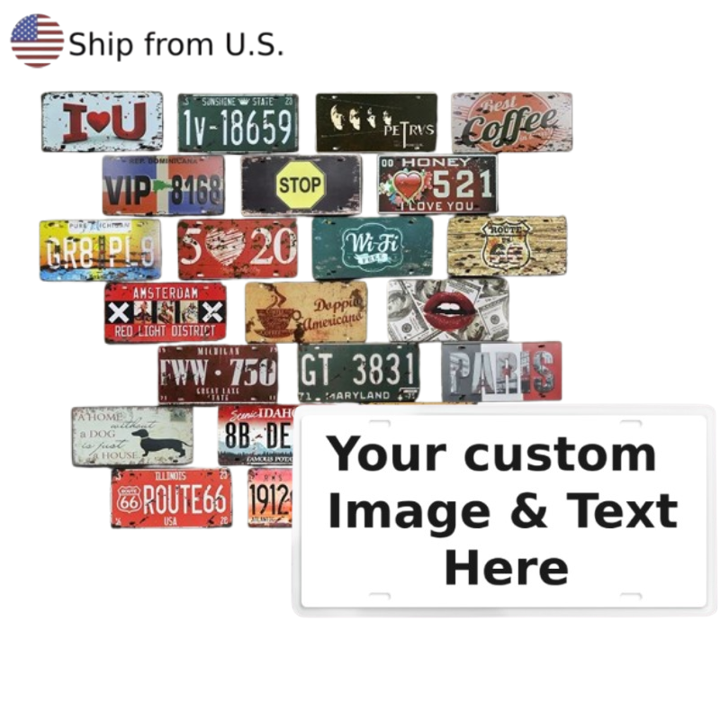 Personalized Metal Art License Plate Home Bar Metal Sign Plaque Wall Decoration