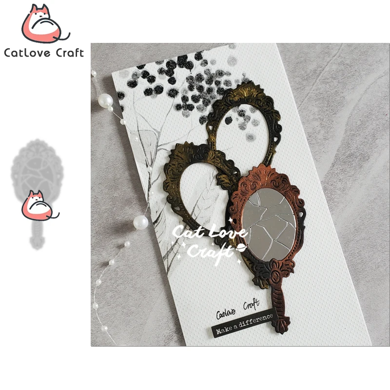 Elegant Hand Mirror Metal Cutting Dies Scrapbooking Card Making Craft