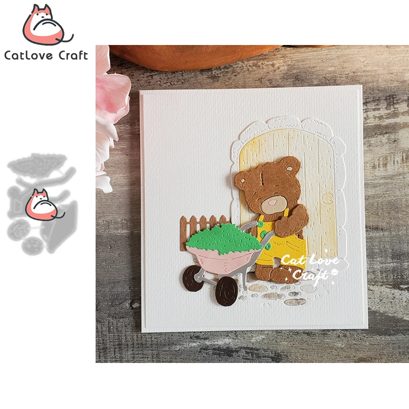 Wheelbarrow With Grass Metal Cutting Dies Scrapbooking Card Making Craft