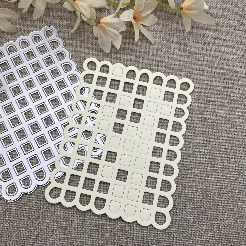 Rounded Edge Grid Lattice Background Metal Cutting Dies Scrapbook Card Craft