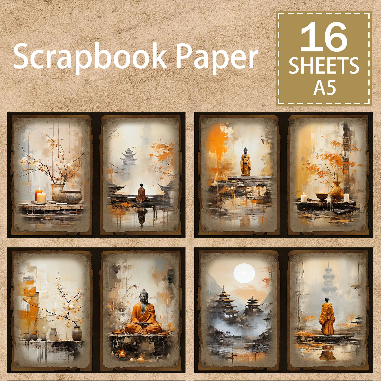 Light Shining Upon the Buddha Brings Good Fortune A5 Scrapbook Card Craft Paper