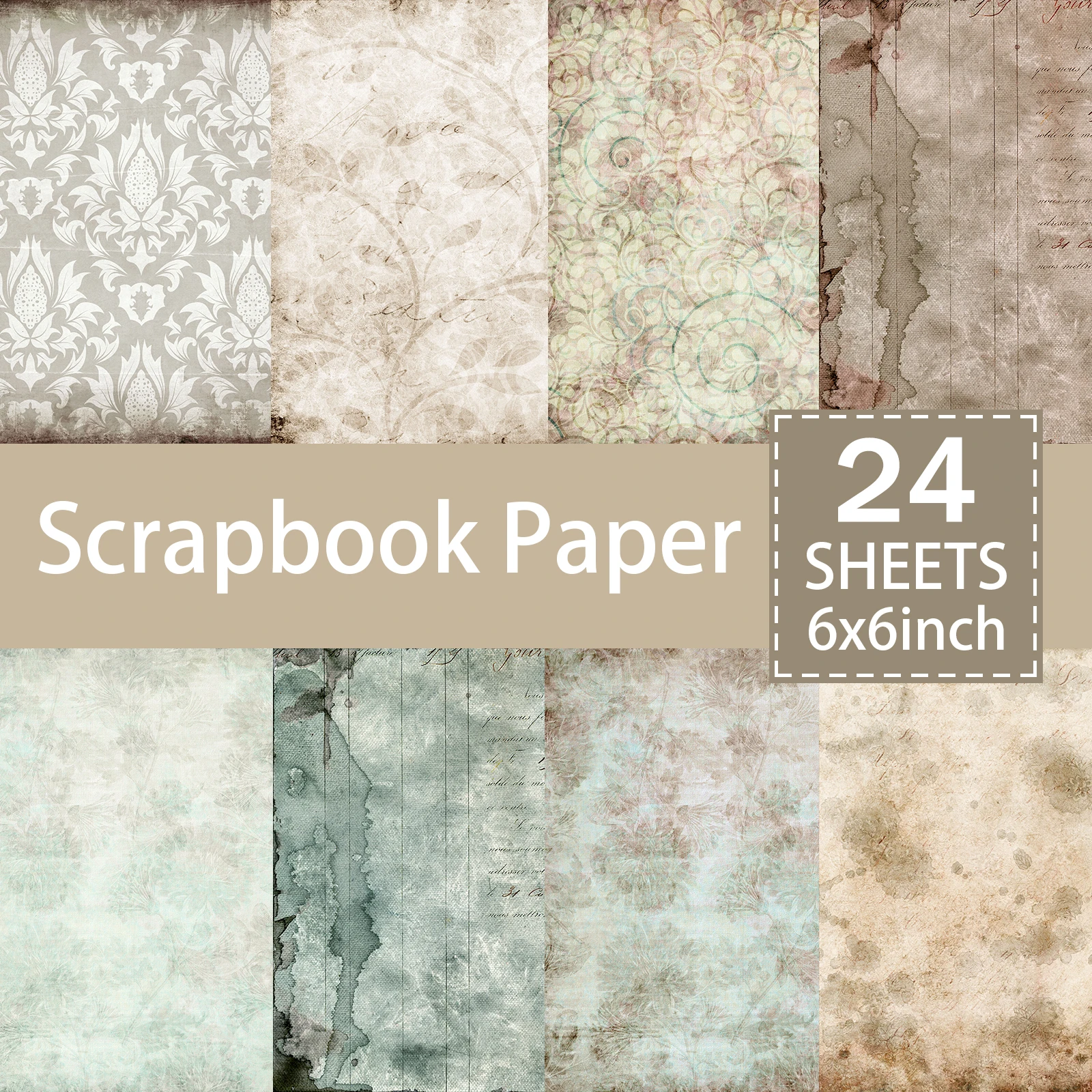 Vintage Art Old Texture Background 6x6 Scrapbook Card Journal Craft Paper