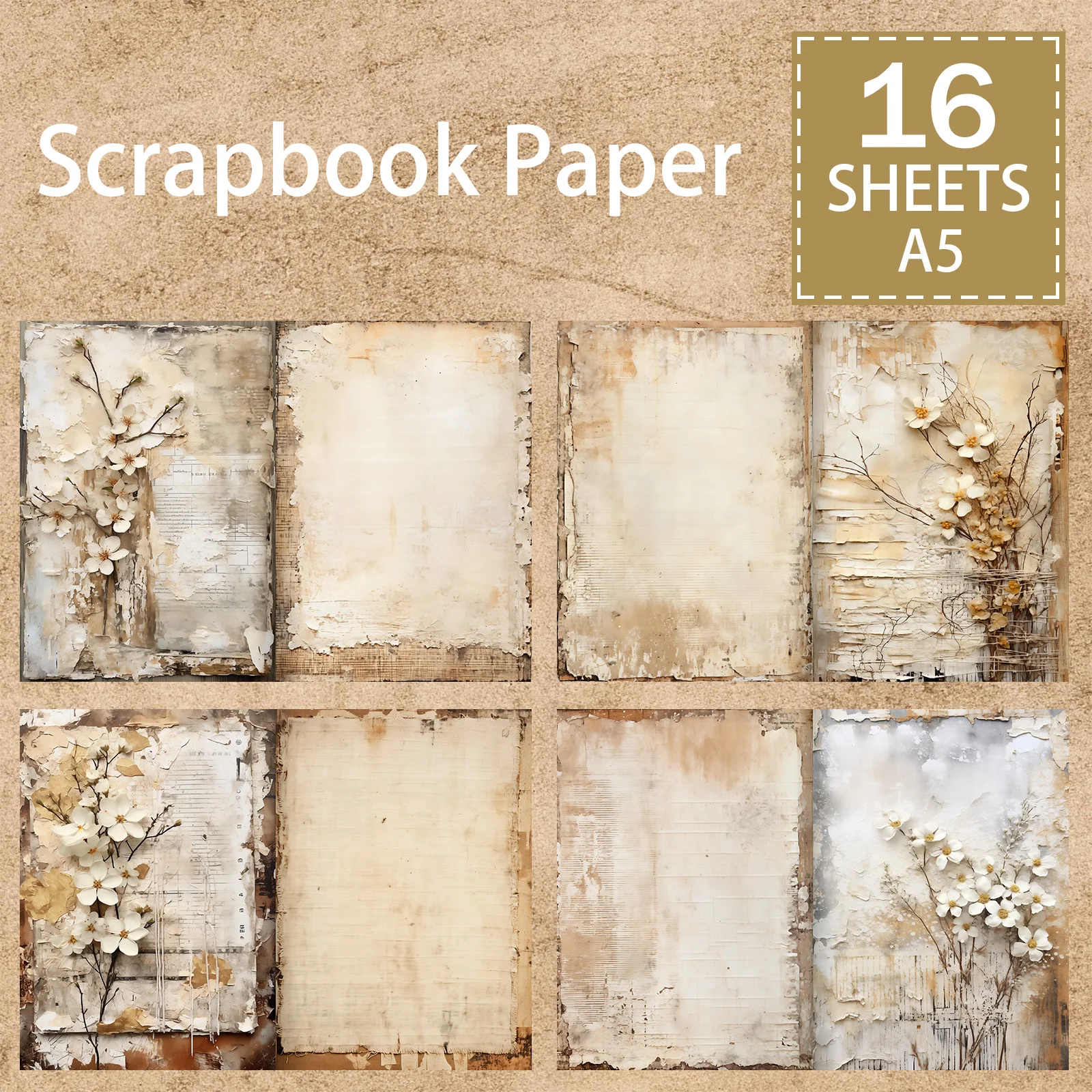 Old Paint House Door Flowers A5 Scrapbook Card Journal Craft Paper