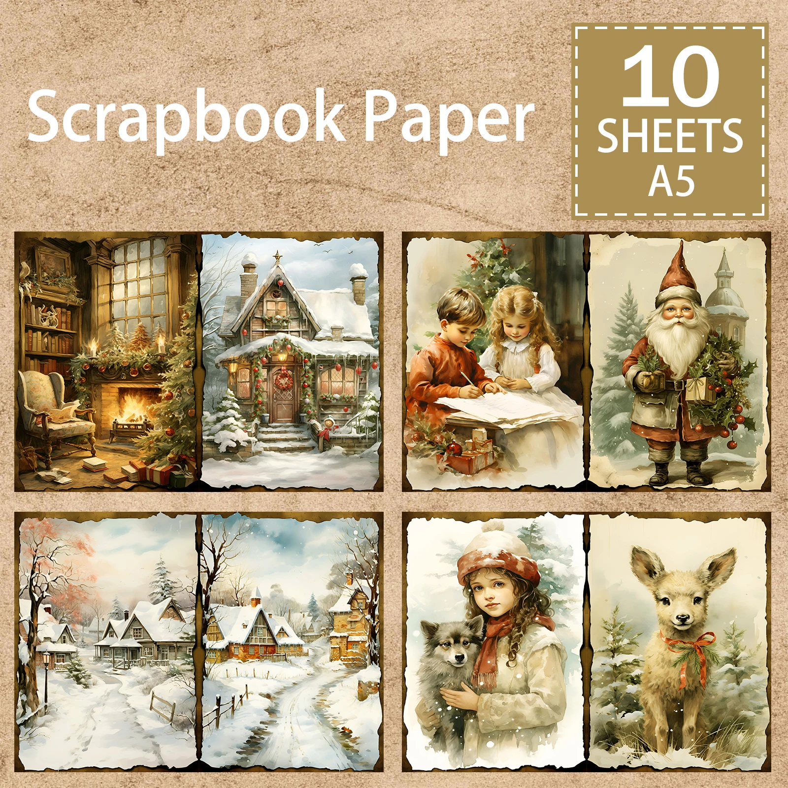 Christmas Warmth Winter Scenery Town Girl A5 Scrapbook Card Journal Craft Paper