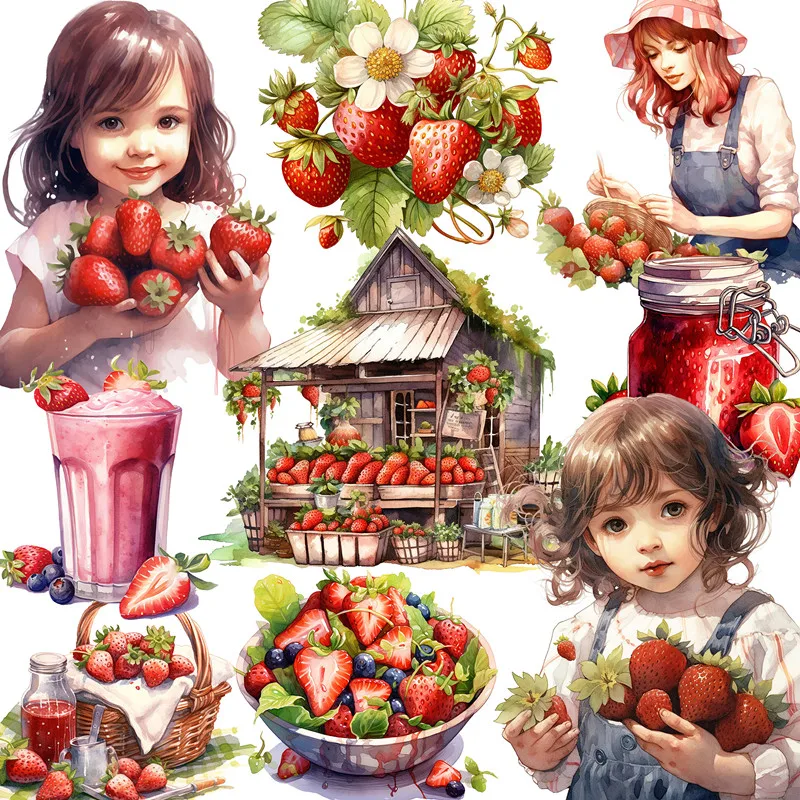 Strawberry Stand Fruit Salad Girls Stickers Stationery Journal Scrapbook Craft