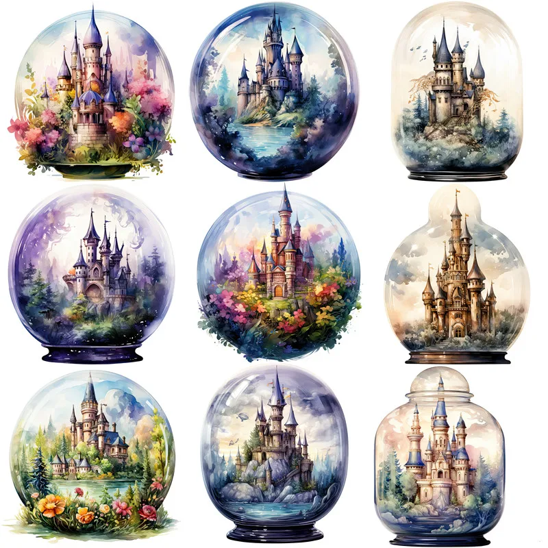 Fantasy Glass Ball Castles Stickers Stationery Journal Scrapbooking Craft