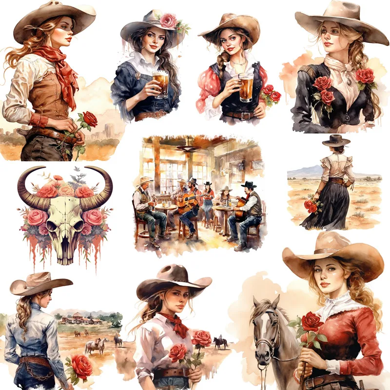 Western Cowgirl Beauty Stickers Stationery Journal Scrapbooking Craft