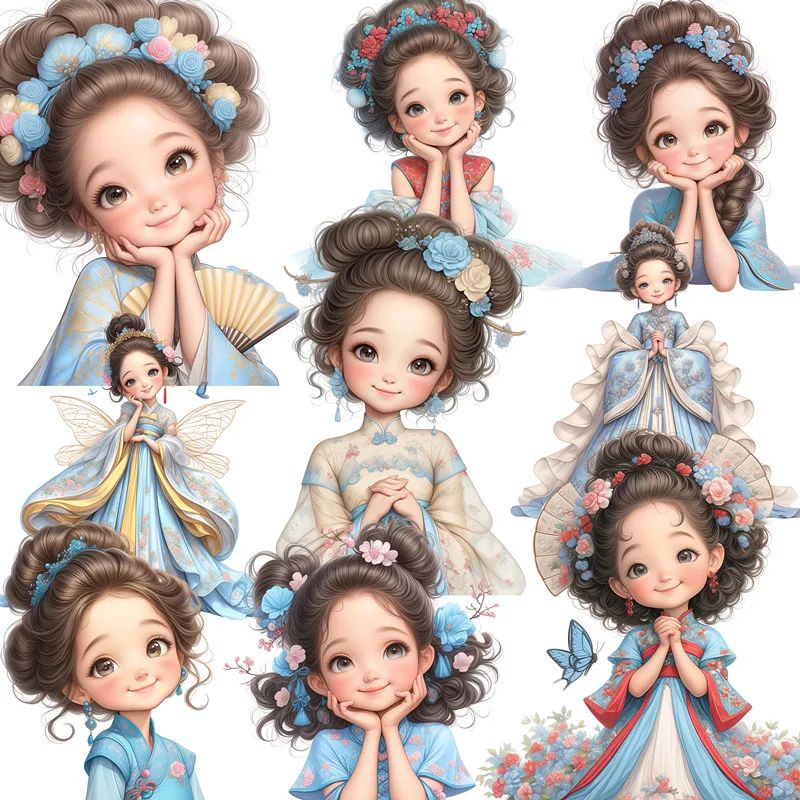 Sweet Little Kimono Girl Stickers Stationery Journal Scrapbooking Craft