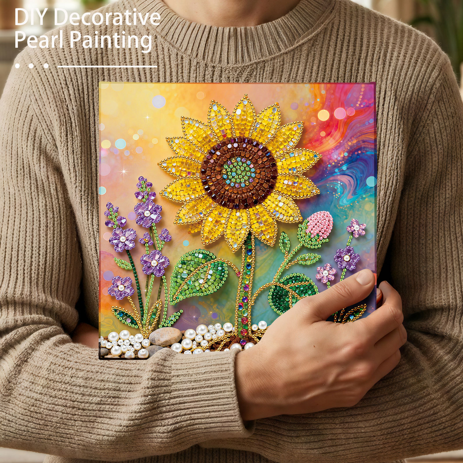 DIY Handmade 5D Pearl Painting Floral Sunflower Paint Home Wall Decorarion