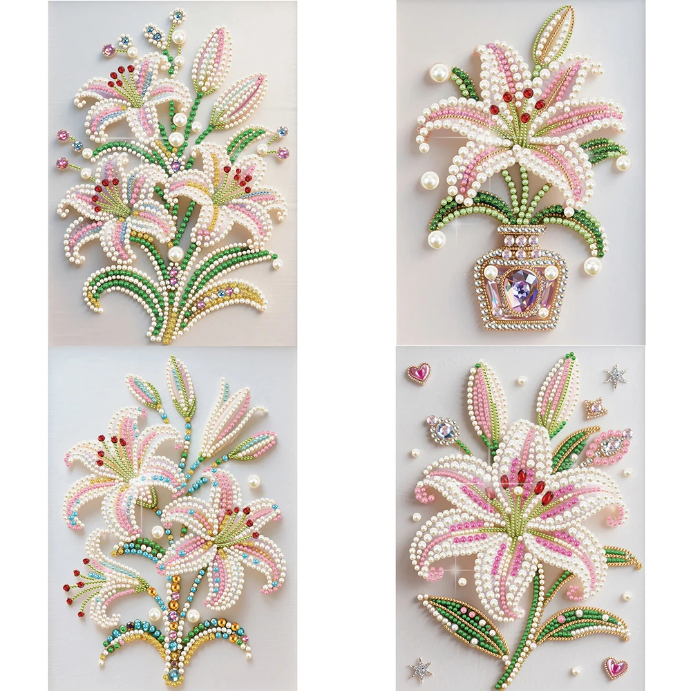 DIY 5D Diamond Art Pearl Painting Kit Lily Flower Art Painting Wall Decoration
